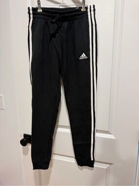 adidas Black Sweatpants with White 3-Stripe Side Detail